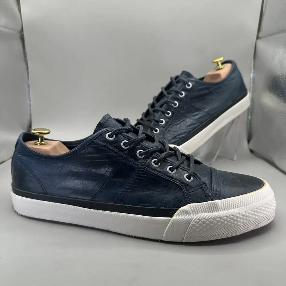 Frye Greene Low Shoes Mens Size 12 Navy Blue Leather Casual Sneakers 3481142-NVY